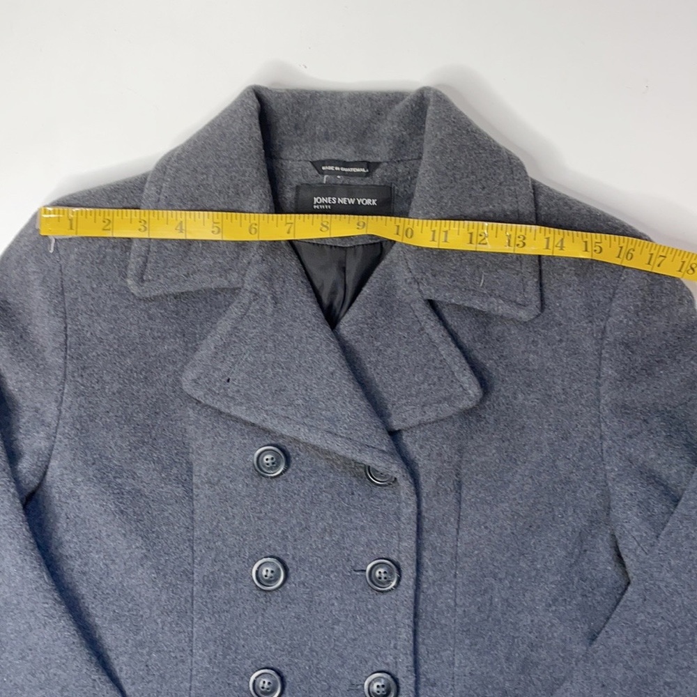 Jones New York Wool Blend Gray pea coat 4 Petite - Picture 7 of 11